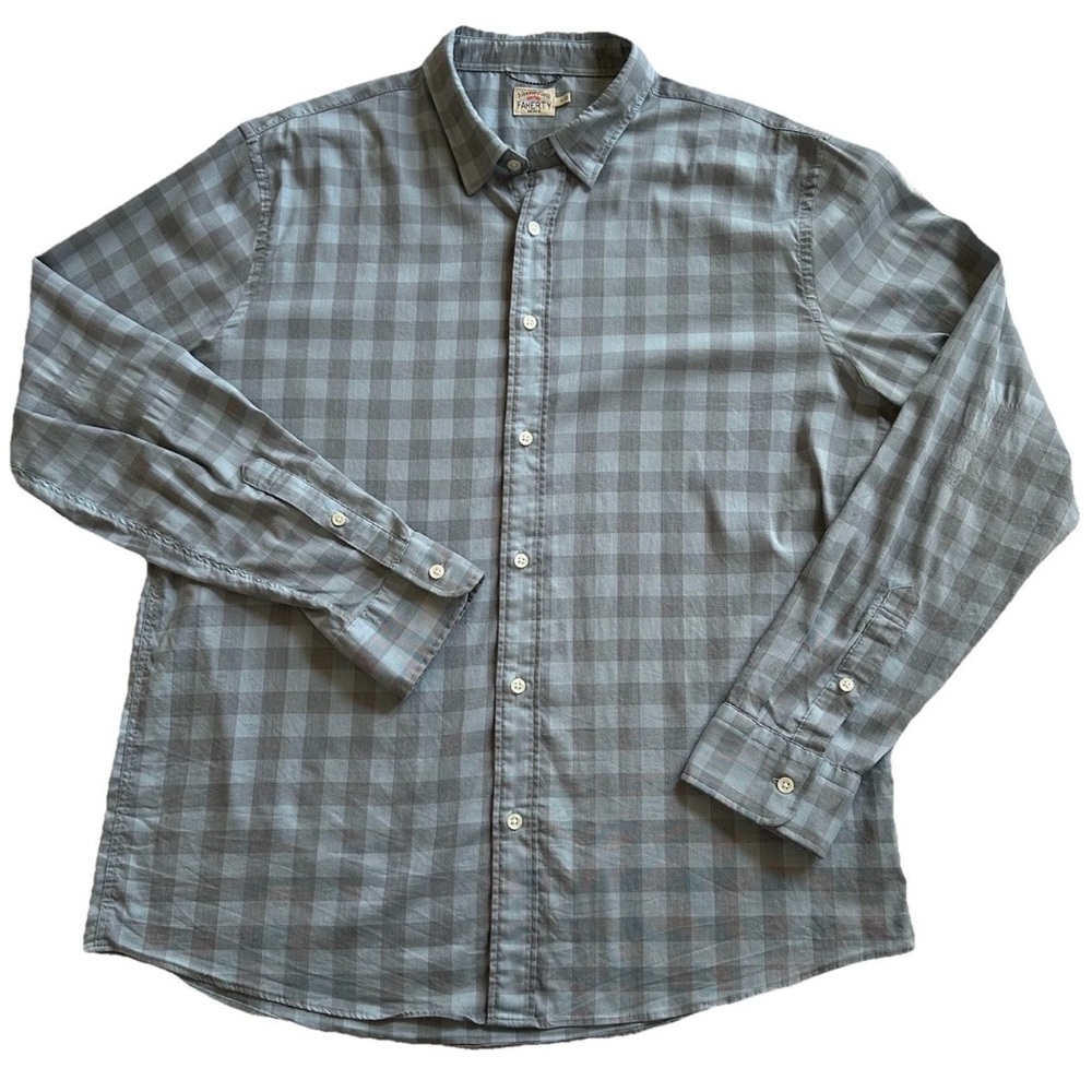 Faherty Movement Shirt Mens XL Blue Gingham Plaid Button Up Coastal Casual Surf